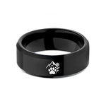 tungsten rings for men – black tungsten mountain paw wildflower wedding band