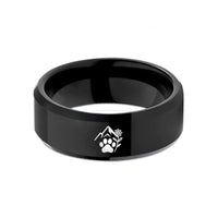 tungsten rings for men – black tungsten mountain paw wildflower wedding band