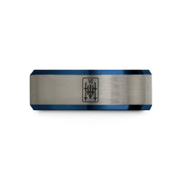 personalized presents for friends – black & blue & grey tungsten six wedding band