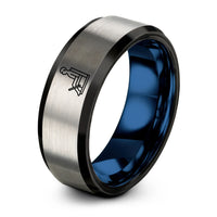 personalized presents for friends – black & blue & grey tungsten wunda chair ring