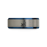 personalized presents for friends – black & blue & gray tungsten wunda chair wedding band