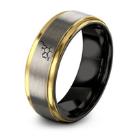 graduation presents for her – black & gold & gray tungsten thc molecule ring