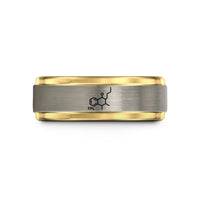 tungsten rings for women – black & gold & gray tungsten thc molecule wedding band