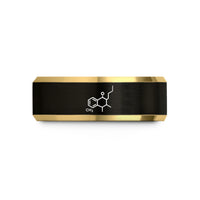 best presents for graduates – black & gold tungsten thc molecule wedding band