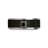 men's stylish wedding band – black & grey tungsten dimension lines icon wedding band
