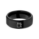 personalized ring for him – black tungsten dimension lines icon wedding band