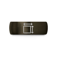 personalized ring for him – gunmetal & black tungsten dimension lines icon wedding band
