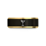 tungsten ring for men – black & gold tungsten martini olive wedding band