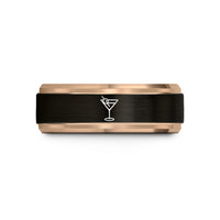 unique ring for men – black & rose gold tungsten martini olive wedding band
