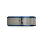 best presents for him – black & blue & silver tungsten southern cross wedding band