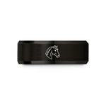couples engraved promise ring – black tungsten western pleasure horse wedding band