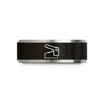 tungsten ring for friend – black & silver tungsten corner rounder wedding band
