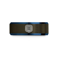 custom graduation ring ideas – gunmetal & blue tungsten rfid coil wedding band