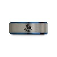 unique presents for her – black & blue & silver tungsten chesapeake rose wedding band