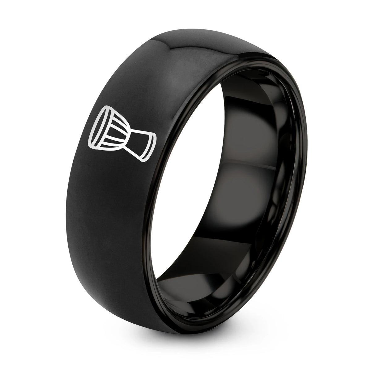 Graduation Gifts for Her – black tungsten djembe ring