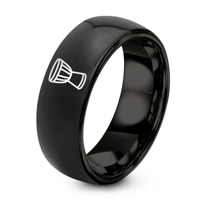 Djembe – Tungsten Wedding Band, 8 mm, Black Comfort-Fit Unisex