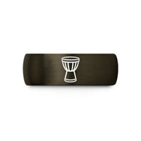 tungsten rings for women – gunmetal & black tungsten djembe wedding band