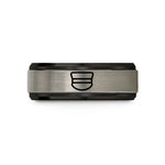 engraved rings for men – black & silver tungsten conductor hat wedding band