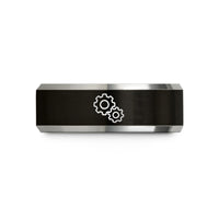 custom presents for him – black & gray tungsten meshed gears wedding band