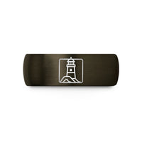 graduation presents for men – gunmetal & blue tungsten split rock lighthouse wedding band