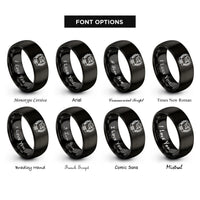 font options for inside engraving on black graduation seal rings