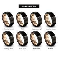 font options for inside engraving on black & rose gold graduation tassel rings