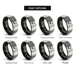 font options for inside engraving on black & grey graffiti crown drips rings
