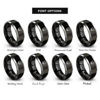 font options for inside engraving on black & silver graffiti crown drips rings
