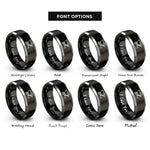 font options for inside engraving on black & gray grain cart rings