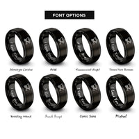 font options for inside engraving on black grain cart rings