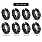font options for inside engraving on black & gray grain elevator rings