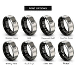 font options for inside engraving on black & grey grain elevator rings