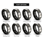 font options for inside engraving on black & gray grain elevator rings