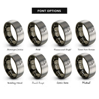 font options for inside engraving on gunmetal & gray grain elevator rings