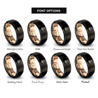 font options for inside engraving on black & rose gold gramps heart rings