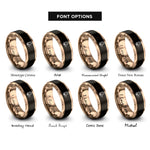 font options for inside engraving on black & rose gold gramps heart rings