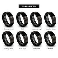 font options for inside engraving on black gramps heart rings