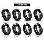 font options for inside engraving on black & gray grand piano rings