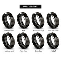 font options for inside engraving on black & gray grand piano rings