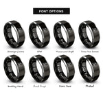 font options for inside engraving on black & silver grand piano rings