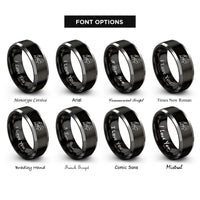 font options for inside engraving on black & silver grand piano rings