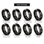 font options for inside engraving on black & silver grand piano rings