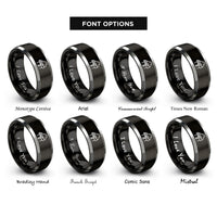 font options for inside engraving on black & silver grand piano rings