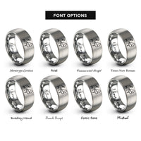 font options for inside engraving on gray grand piano rings