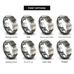 font options for inside engraving on grey grand piano rings