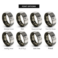 font options for inside engraving on gunmetal & grey grand staff clefs rings
