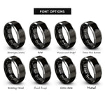 font options for inside engraving on black & gray granddaughter heart rings