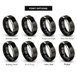 font options for inside engraving on black & grey granny heart rings
