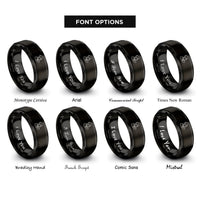 font options for inside engraving on black granny heart rings