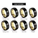 font options for inside engraving on black & gold grape vine rings